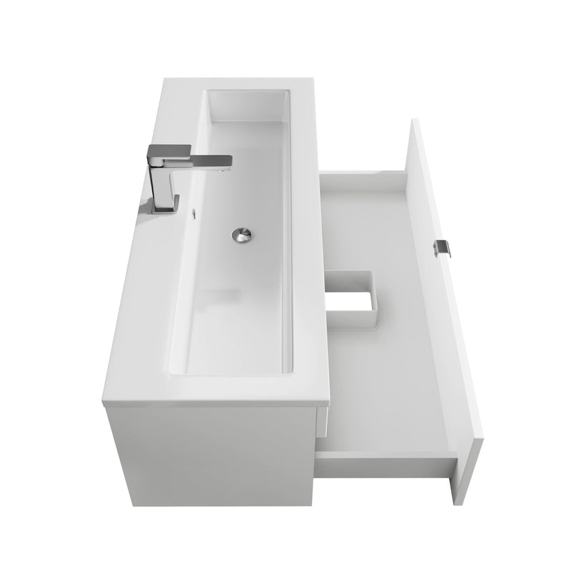 Cutler FV LF WHITE42 Loft 42" Wall Mount Single Sink Cultured Marble Top Bathroom Vanity - White