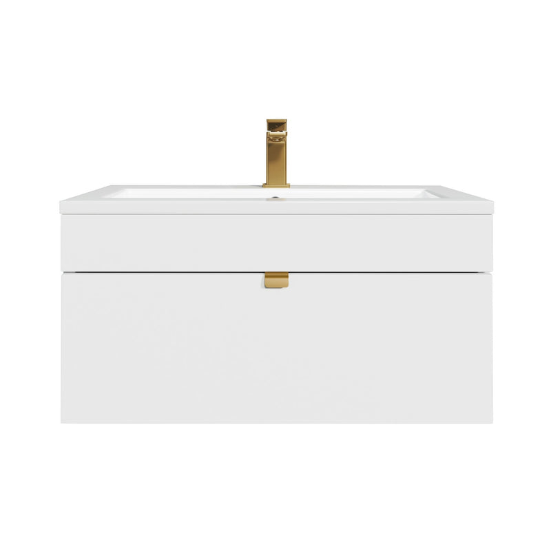 Cutler FV LF WHITE30 Loft 30" Wall Mount Single Sink Cultured Marble Top Bathroom Vanity - White