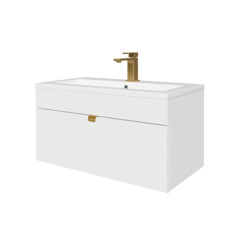 Cutler FV LF WHITE30 Loft 30" Wall Mount Single Sink Cultured Marble Top Bathroom Vanity - White
