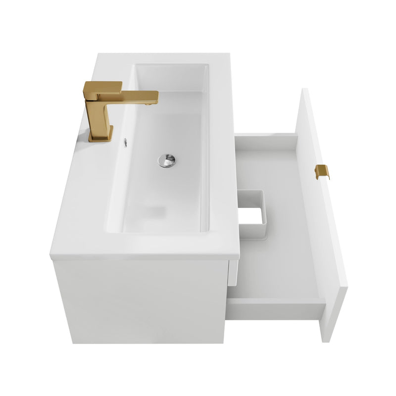 Cutler FV LF WHITE30 Loft 30" Wall Mount Single Sink Cultured Marble Top Bathroom Vanity - White