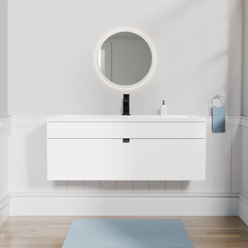 Cutler FV LF WHITE42 Loft 42" Wall Mount Single Sink Cultured Marble Top Bathroom Vanity - White