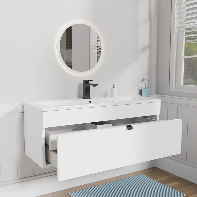 Cutler FV LF WHITE42 Loft 42" Wall Mount Single Sink Cultured Marble Top Bathroom Vanity - White