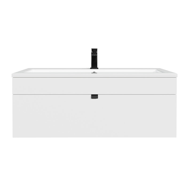 Cutler FV LF WHITE42 Loft 42" Wall Mount Single Sink Cultured Marble Top Bathroom Vanity - White