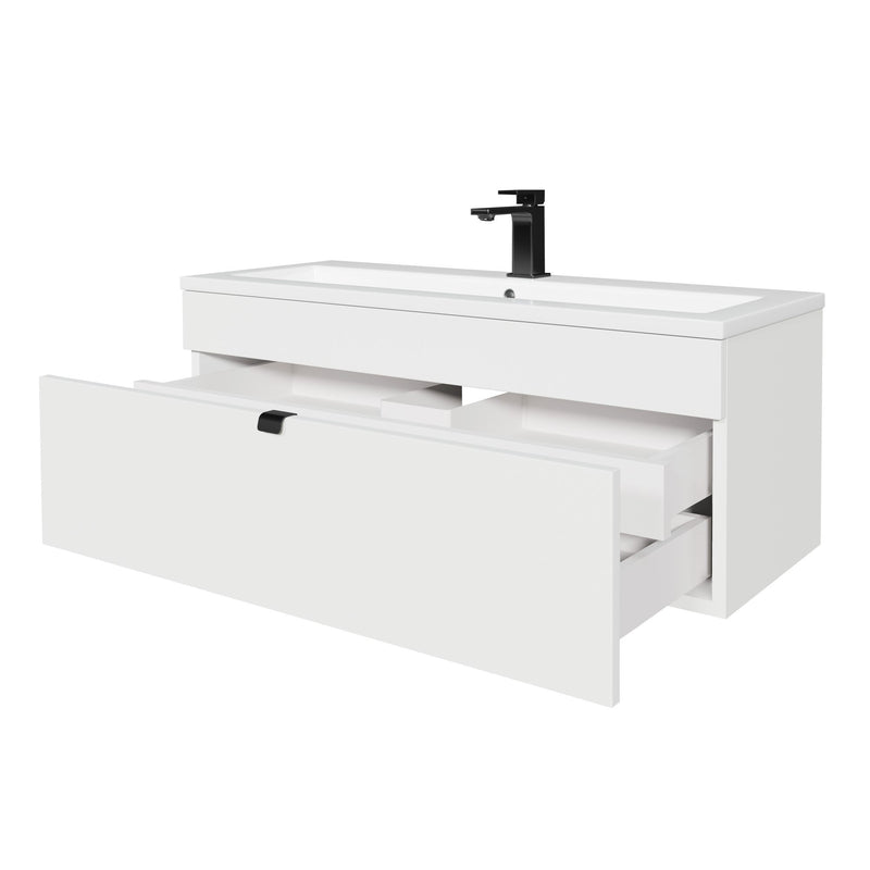 Cutler FV LF WHITE42 Loft 42" Wall Mount Single Sink Cultured Marble Top Bathroom Vanity - White