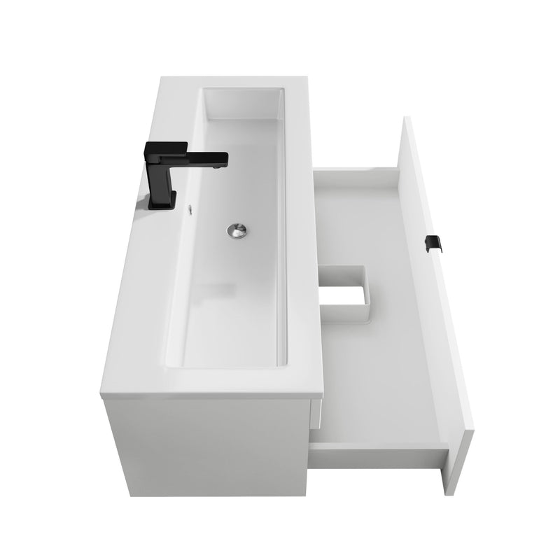 Cutler FV LF WHITE42 Loft 42" Wall Mount Single Sink Cultured Marble Top Bathroom Vanity - White
