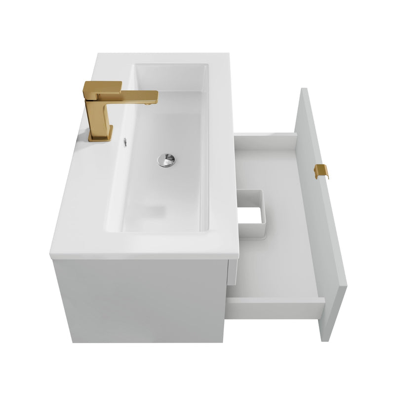 Cutler FV LF CGREY30 Loft 30" Wall Mount Single Sink Cultured Marble Top Bathroom Vanity - Canadian Grey