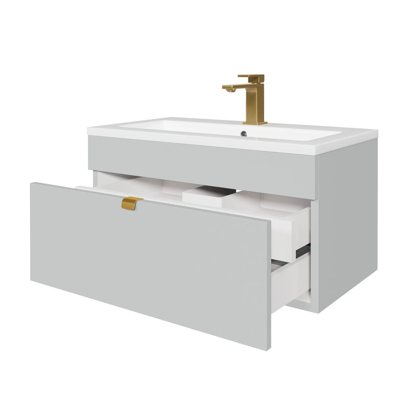 Cutler FV LF CGREY30 Loft 30" Wall Mount Single Sink Cultured Marble Top Bathroom Vanity - Canadian Grey