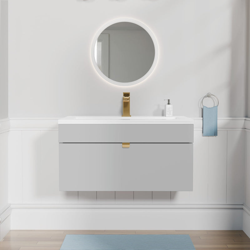 Cutler FV LF CGREY30 Loft 30" Wall Mount Single Sink Cultured Marble Top Bathroom Vanity - Canadian Grey