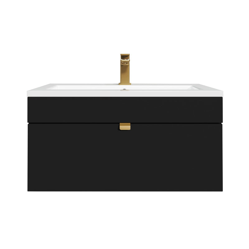 Cutler FV LF BLACK30 Loft 30" Wall Mount Single Sink Cultured Marble Top Bathroom Vanity - Black
