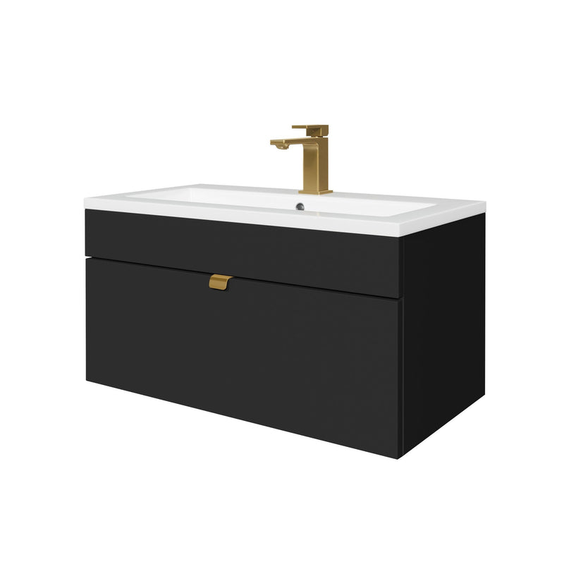 Cutler FV LF BLACK30 Loft 30" Wall Mount Single Sink Cultured Marble Top Bathroom Vanity - Black