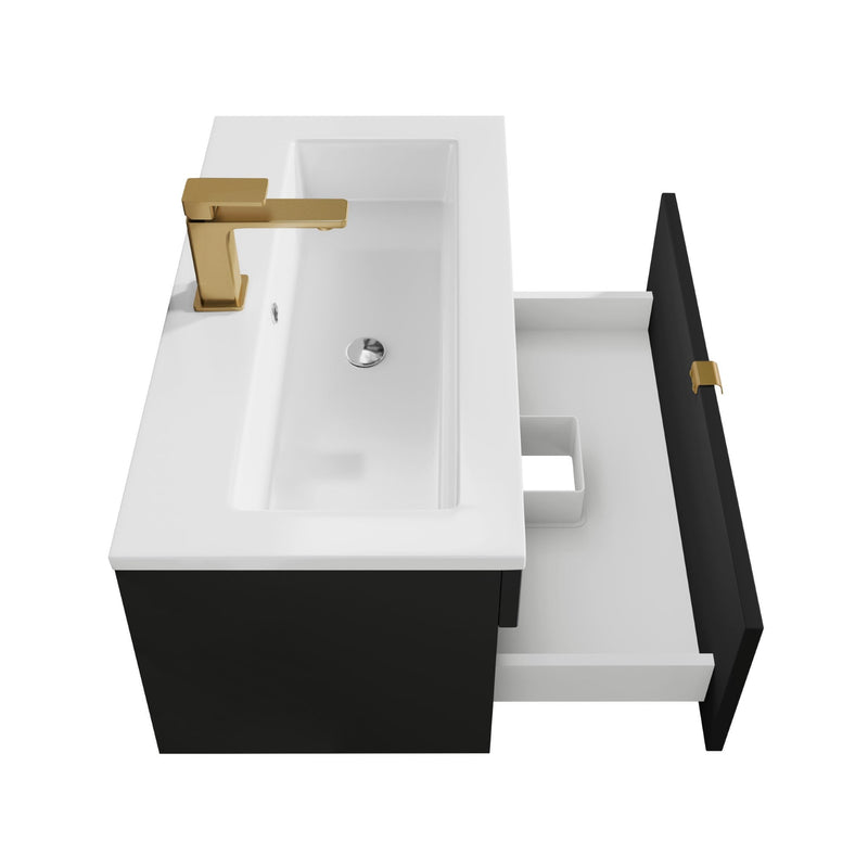 Cutler FV LF BLACK30 Loft 30" Wall Mount Single Sink Cultured Marble Top Bathroom Vanity - Black
