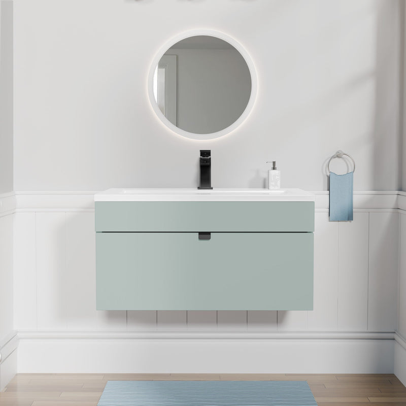 Cutler FV LF SAGE30 Loft 30" Wall Mount Single Sink Cultured Marble Top Bathroom Vanity - Sage