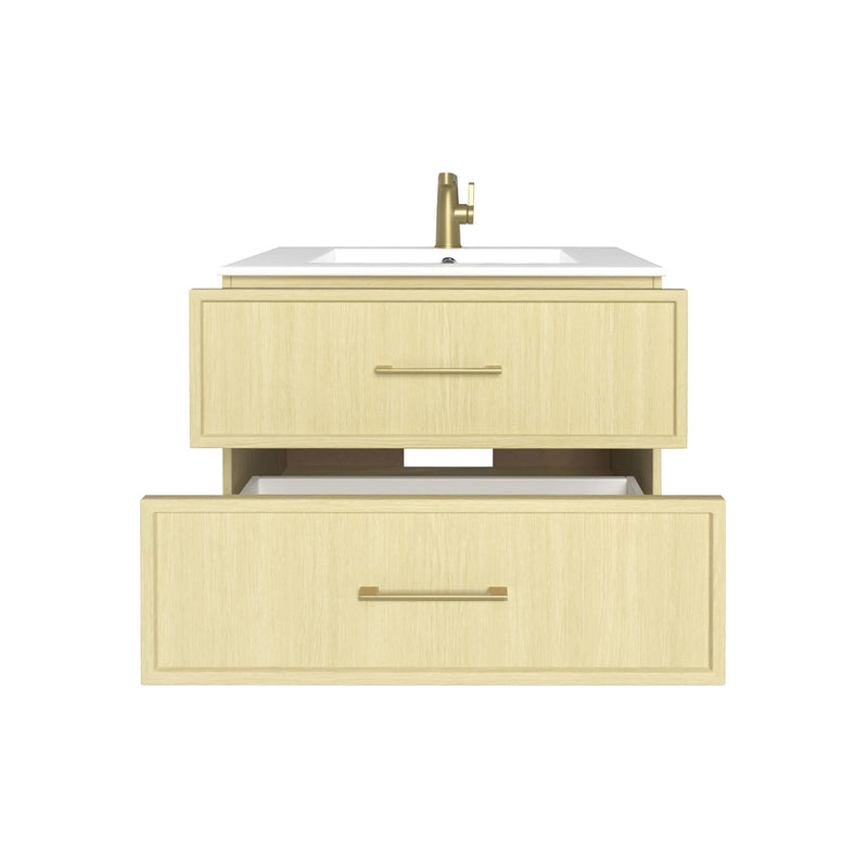 Cutler FV CAS LAGO30 Cassidy 30" Single Sink Wall Mount Cultured Marble Top Bathroom Vanity - Lago