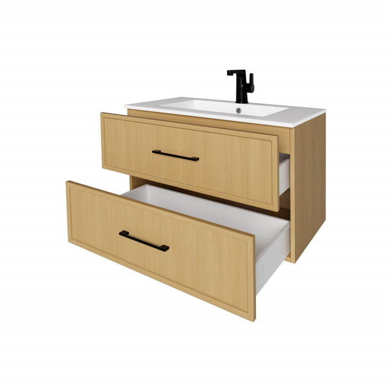 Cutler FV CAS NATURA30 Cassidy 30" Single Sink Wall Mount Cultured Marble Top Bathroom Vanity - Natura