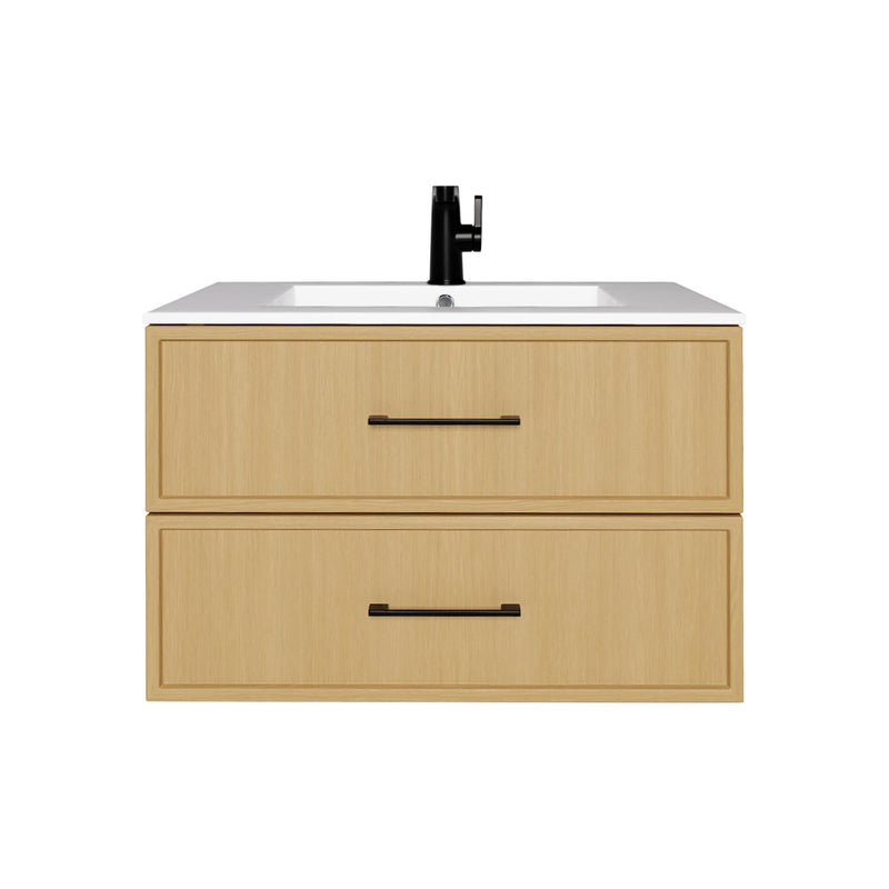 Cutler FV CAS NATURA30 Cassidy 30" Single Sink Wall Mount Cultured Marble Top Bathroom Vanity - Natura