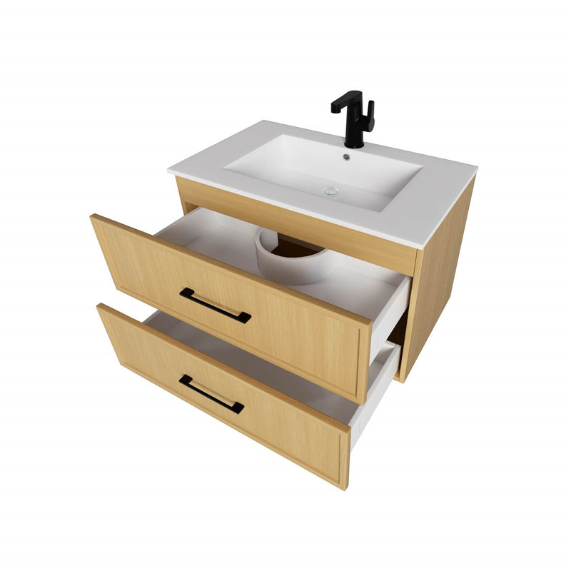 Cutler FV CAS NATURA30 Cassidy 30" Single Sink Wall Mount Cultured Marble Top Bathroom Vanity - Natura