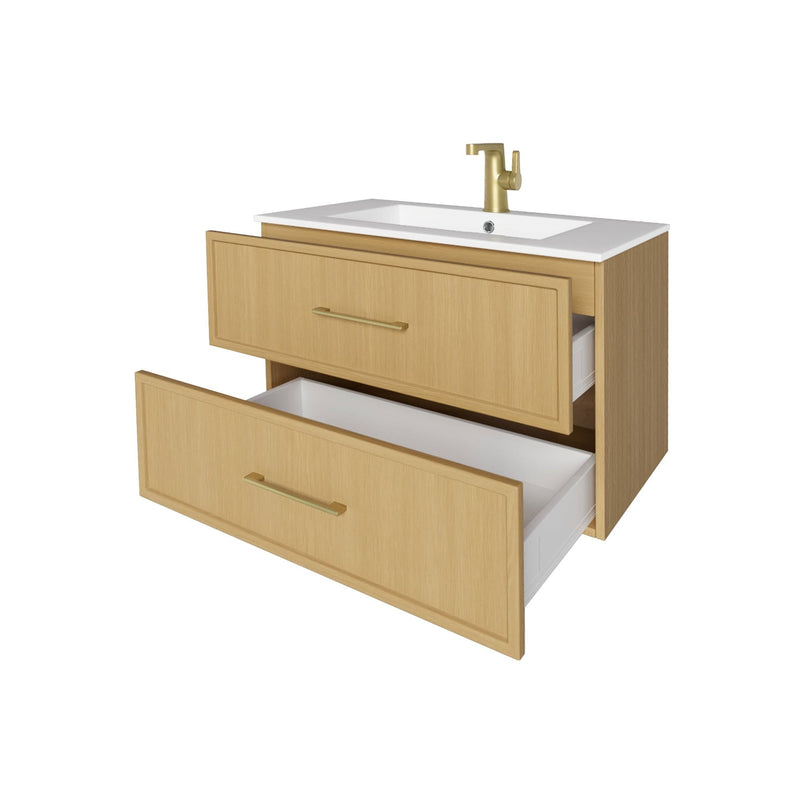Cutler FV CAS NATURA30 Cassidy 30" Single Sink Wall Mount Cultured Marble Top Bathroom Vanity - Natura