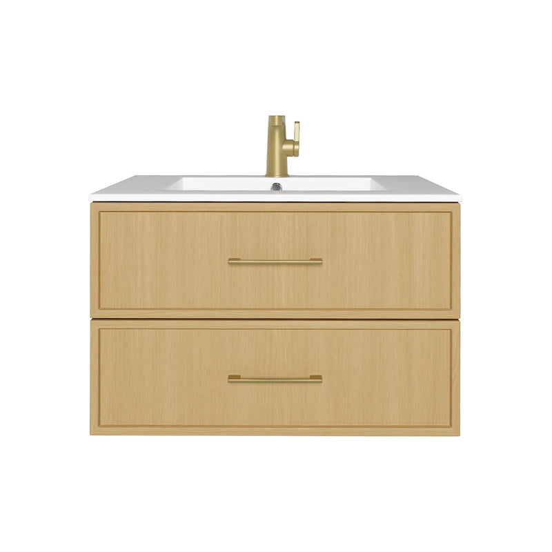 Cutler FV CAS NATURA30 Cassidy 30" Single Sink Wall Mount Cultured Marble Top Bathroom Vanity - Natura