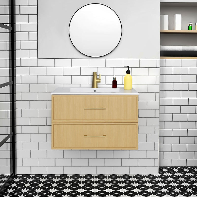 Cutler FV CAS NATURA30 Cassidy 30" Single Sink Wall Mount Cultured Marble Top Bathroom Vanity - Natura