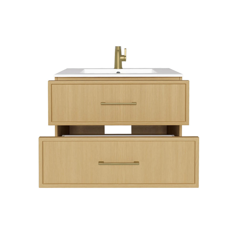Cutler FV CAS NATURA30 Cassidy 30" Single Sink Wall Mount Cultured Marble Top Bathroom Vanity - Natura