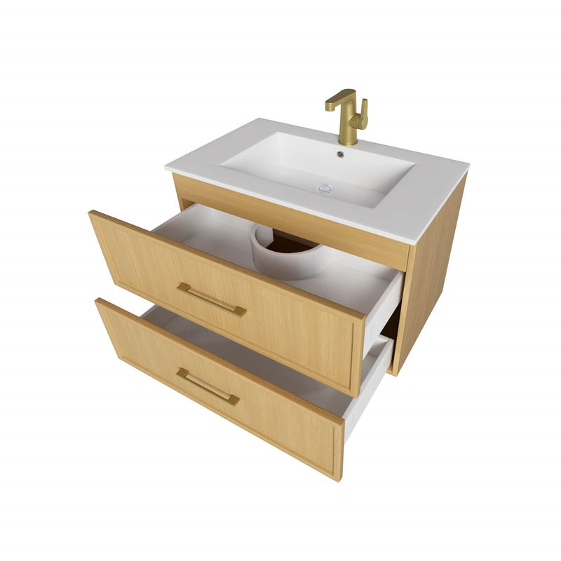 Cutler FV CAS NATURA30 Cassidy 30" Single Sink Wall Mount Cultured Marble Top Bathroom Vanity - Natura