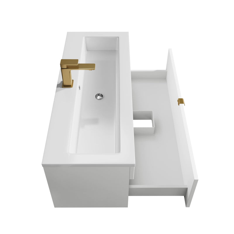 Cutler FV LF WHITE42 Loft 42" Wall Mount Single Sink Cultured Marble Top Bathroom Vanity - White