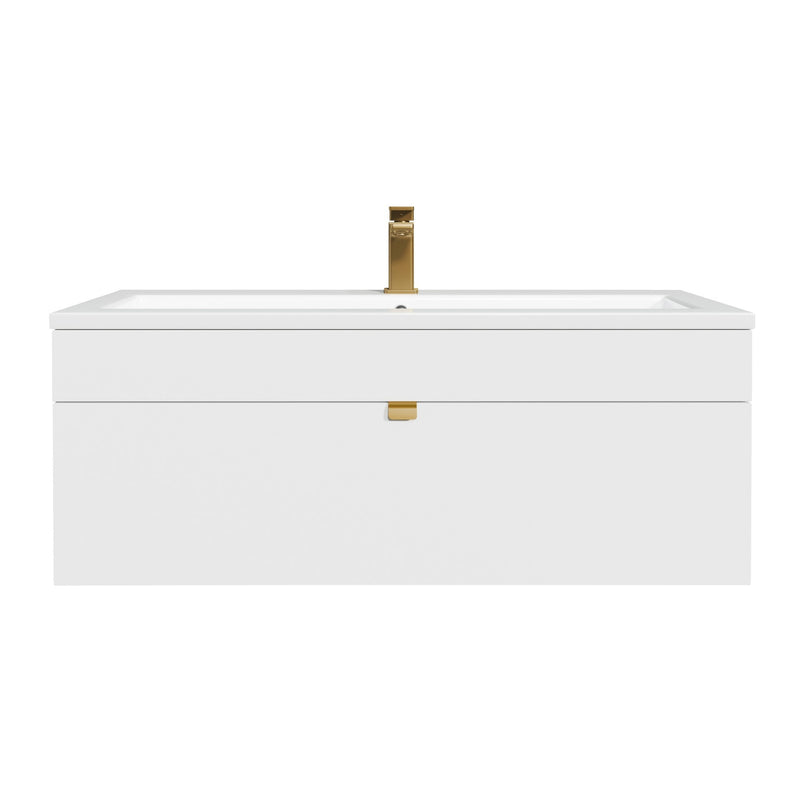 Cutler FV LF WHITE42 Loft 42" Wall Mount Single Sink Cultured Marble Top Bathroom Vanity - White