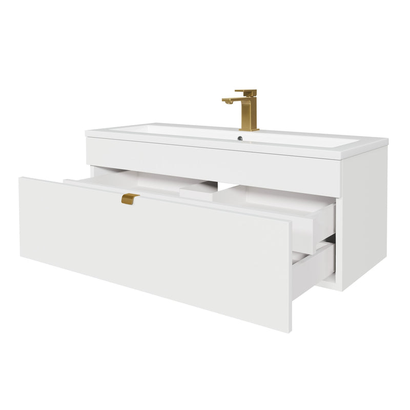 Cutler FV LF WHITE42 Loft 42" Wall Mount Single Sink Cultured Marble Top Bathroom Vanity - White