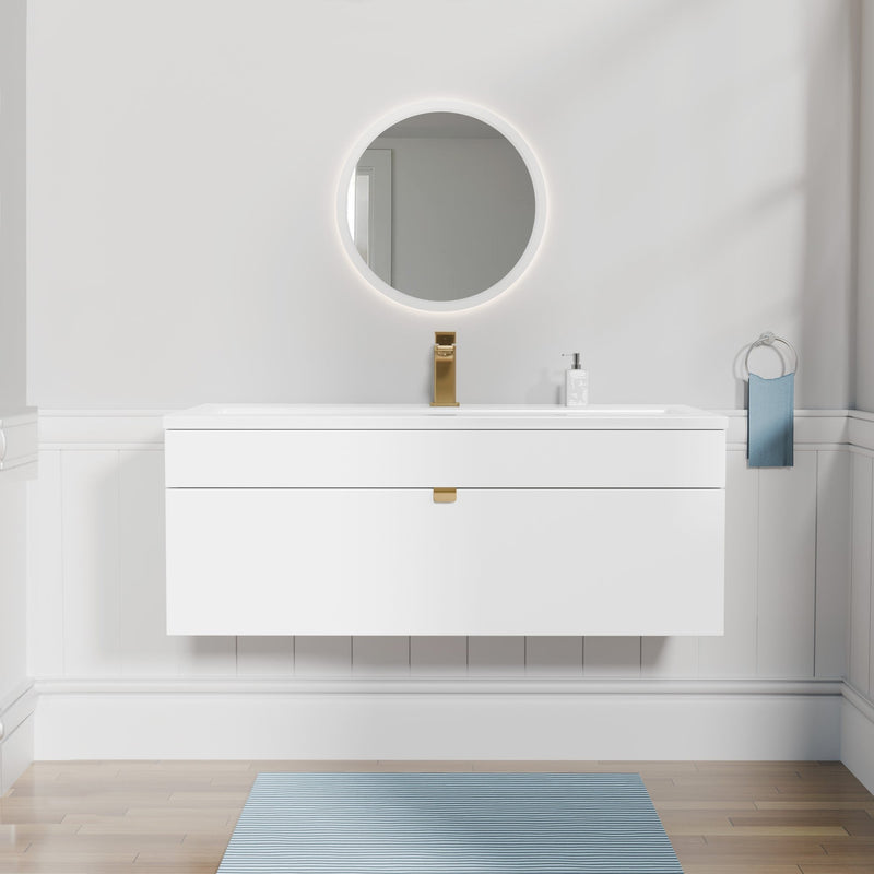 Cutler FV LF WHITE42 Loft 42" Wall Mount Single Sink Cultured Marble Top Bathroom Vanity - White
