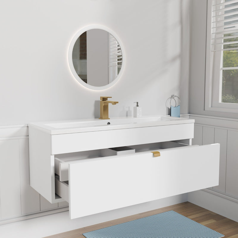 Cutler FV LF WHITE42 Loft 42" Wall Mount Single Sink Cultured Marble Top Bathroom Vanity - White
