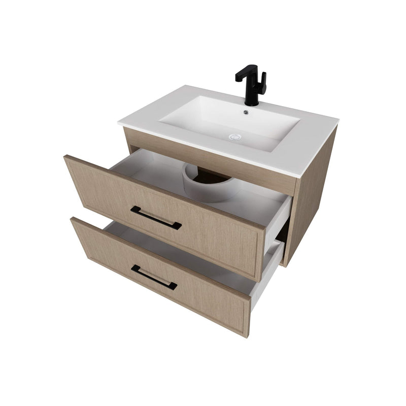 Cutler FV CAS FLAVIA30 Cassidy 30" Single Sink Wall Mount Cultured Marble Top Bathroom Vanity - Flavia