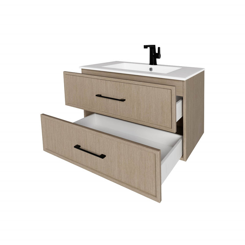 Cutler FV CAS FLAVIA30 Cassidy 30" Single Sink Wall Mount Cultured Marble Top Bathroom Vanity - Flavia