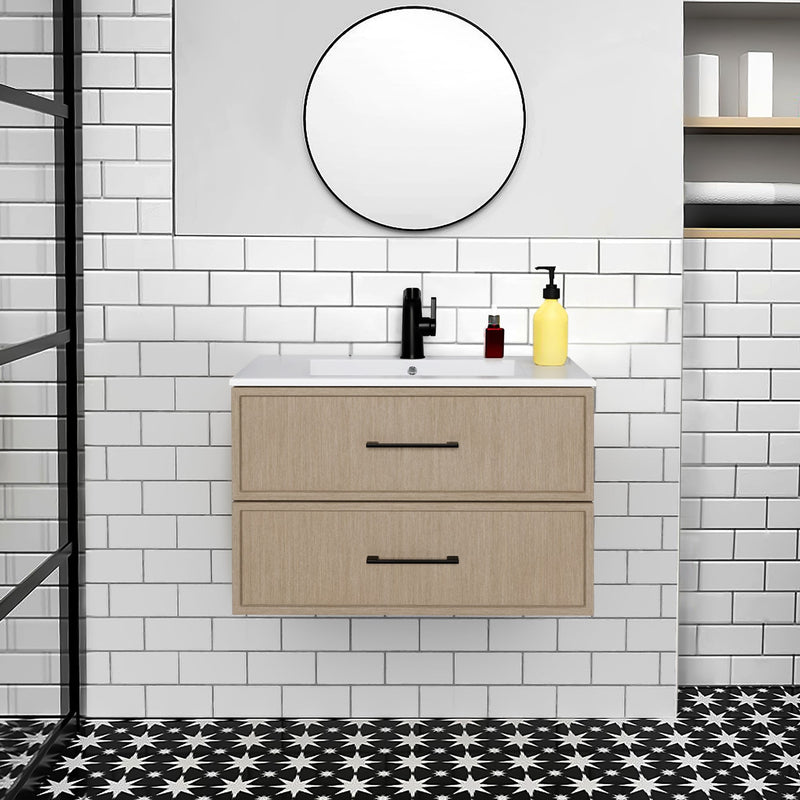 Cutler FV CAS FLAVIA30 Cassidy 30" Single Sink Wall Mount Cultured Marble Top Bathroom Vanity - Flavia