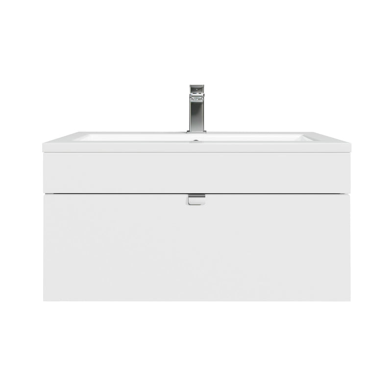 Cutler FV LF WHITE30 Loft 30" Wall Mount Single Sink Cultured Marble Top Bathroom Vanity - White