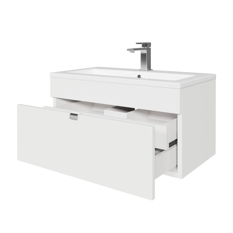 Cutler FV LF WHITE30 Loft 30" Wall Mount Single Sink Cultured Marble Top Bathroom Vanity - White