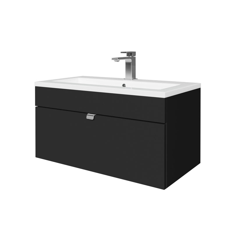 Cutler FV LF BLACK30 Loft 30" Wall Mount Single Sink Cultured Marble Top Bathroom Vanity - Black