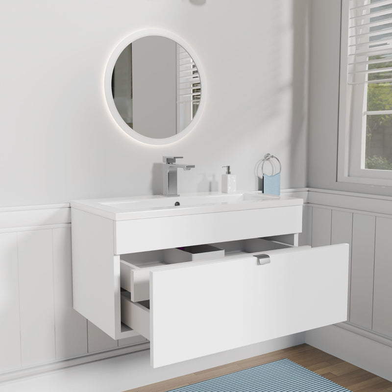 Cutler FV LF WHITE30 Loft 30" Wall Mount Single Sink Cultured Marble Top Bathroom Vanity - White