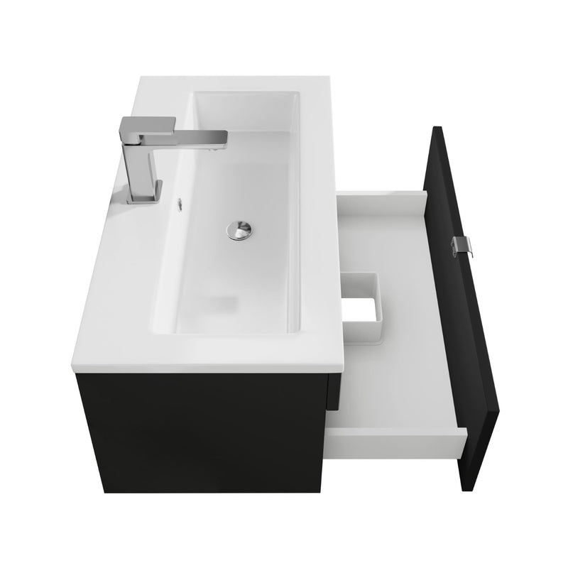 Cutler FV LF BLACK30 Loft 30" Wall Mount Single Sink Cultured Marble Top Bathroom Vanity - Black