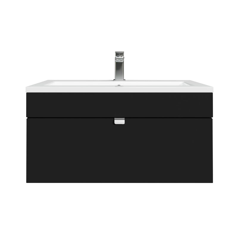 Cutler FV LF BLACK30 Loft 30" Wall Mount Single Sink Cultured Marble Top Bathroom Vanity - Black