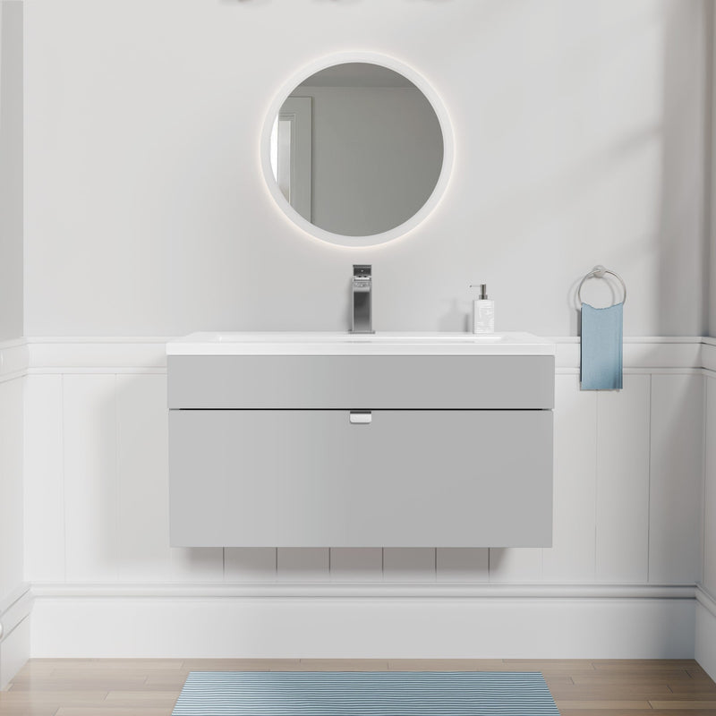 Cutler FV LF CGREY30 Loft 30" Wall Mount Single Sink Cultured Marble Top Bathroom Vanity - Canadian Grey