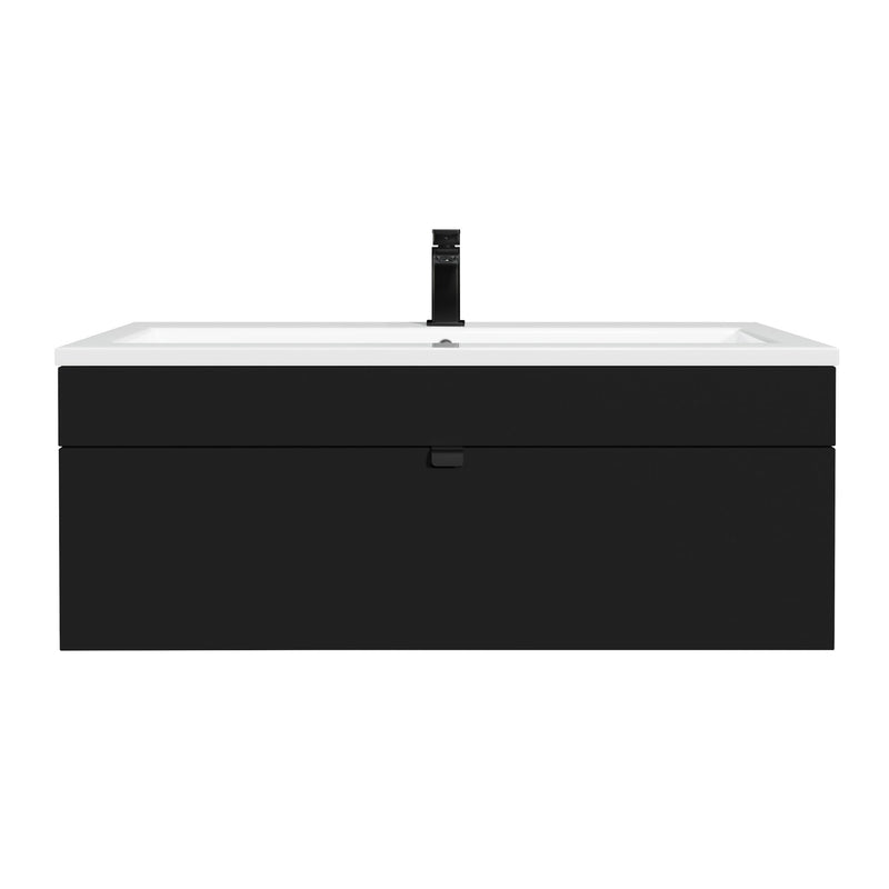 Cutler FV LF BLACK42 Loft 42" Wall Mount Single Sink Cultured Marble Top Bathroom Vanity - Black
