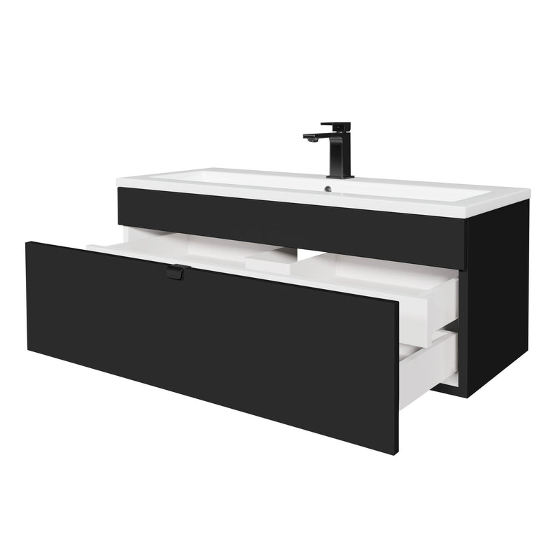 Cutler FV LF BLACK42 Loft 42" Wall Mount Single Sink Cultured Marble Top Bathroom Vanity - Black