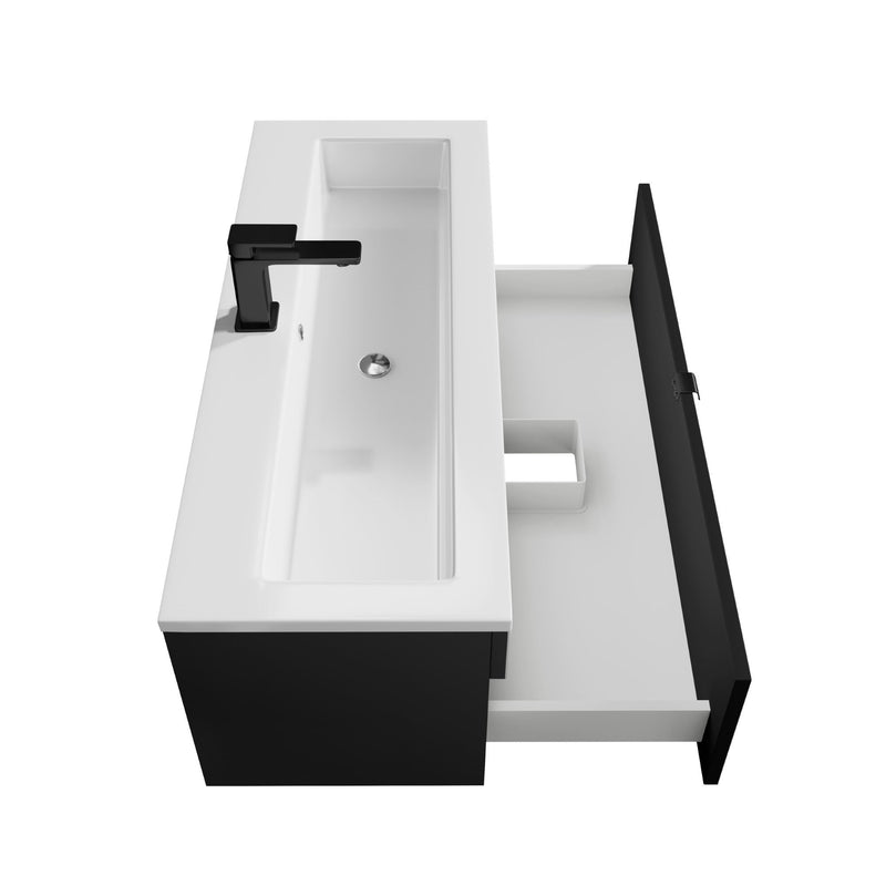 Cutler FV LF BLACK42 Loft 42" Wall Mount Single Sink Cultured Marble Top Bathroom Vanity - Black