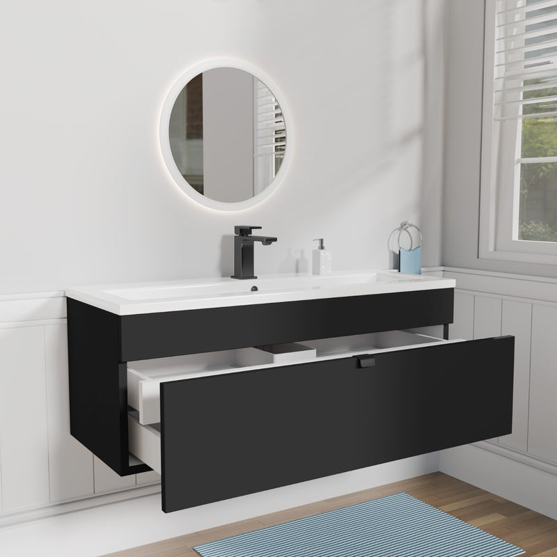 Cutler FV LF BLACK42 Loft 42" Wall Mount Single Sink Cultured Marble Top Bathroom Vanity - Black