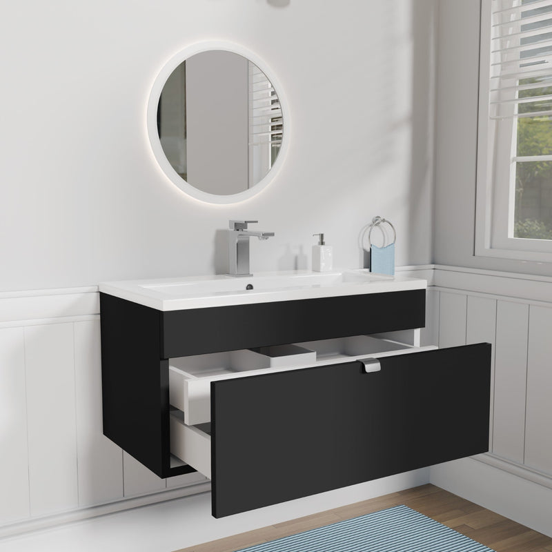 Cutler FV LF BLACK30 Loft 30" Wall Mount Single Sink Cultured Marble Top Bathroom Vanity - Black
