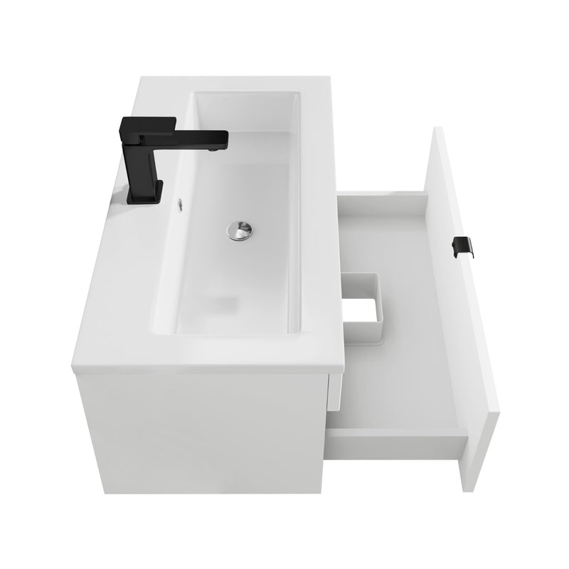 Cutler FV LF WHITE30 Loft 30" Wall Mount Single Sink Cultured Marble Top Bathroom Vanity - White