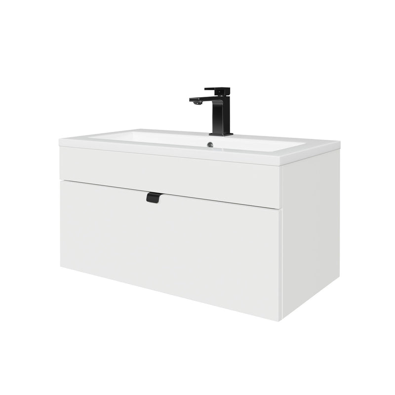 Cutler FV LF WHITE30 Loft 30" Wall Mount Single Sink Cultured Marble Top Bathroom Vanity - White