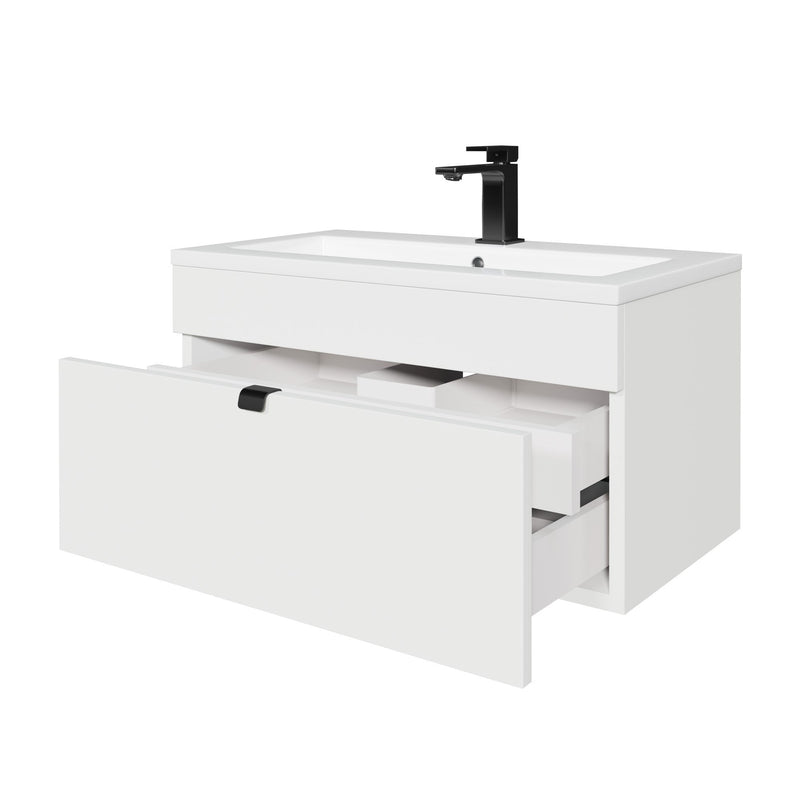 Cutler FV LF WHITE30 Loft 30" Wall Mount Single Sink Cultured Marble Top Bathroom Vanity - White