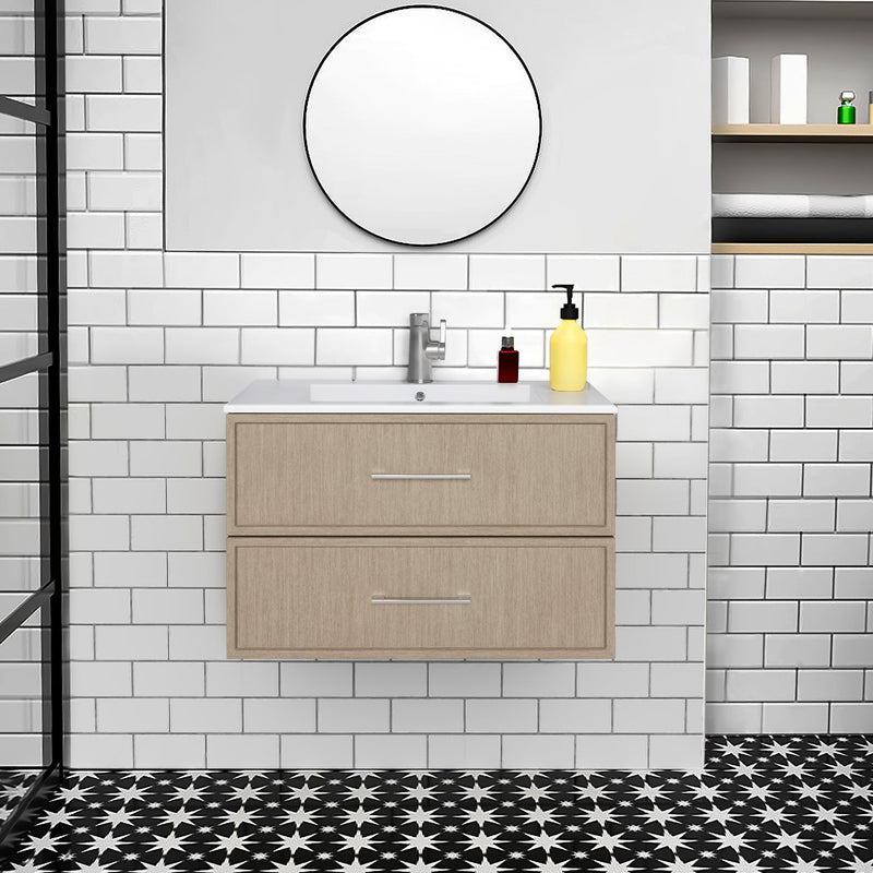Cutler FV CAS FLAVIA30 Cassidy 30" Single Sink Wall Mount Cultured Marble Top Bathroom Vanity - Flavia