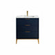 Kube Bath KD9930-BLUE Divani 30" Blue Free Standing Single Sink Bathroom Vanity with White Quartz Top
